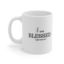 Load image into Gallery viewer, "I AM BLESSED" 11 OZ Ceramic Scripture Coffee Cup, Christian Mug, Faith Mug, Bible Verse Mug, Scripture Gift