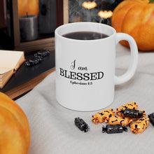 Load image into Gallery viewer, "I AM BLESSED" 11 OZ Ceramic Scripture Coffee Cup, Christian Mug, Faith Mug, Bible Verse Mug, Scripture Gift