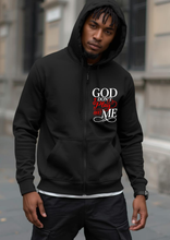 Load image into Gallery viewer, GOD DON'T PLAY ABOUT ME ZIPPERED HOODIE