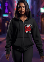 Load image into Gallery viewer, GOD DON'T PLAY ABOUT ME ZIPPERED HOODIE