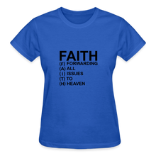 Load image into Gallery viewer, FAITH FORWARDING ALL ISSUES TO HEAVEN T-SHIRT - royal blue