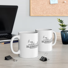 Load image into Gallery viewer, &quot;I AM OVERTAKEN WITH BLESSINGS&quot; 11 OZ Ceramic Scripture Coffee Cup, Christian Mug, Faith Mug, Bible Verse Mug, Scripture Gift
