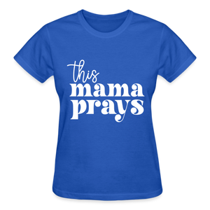 THIS MAMA PRAYS WHITE - royal blue