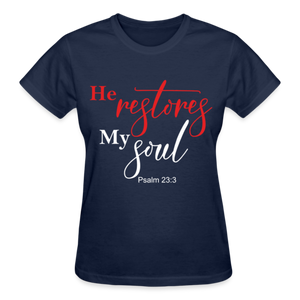 HE RESTORES MY SOUL T-SHIRT - navy