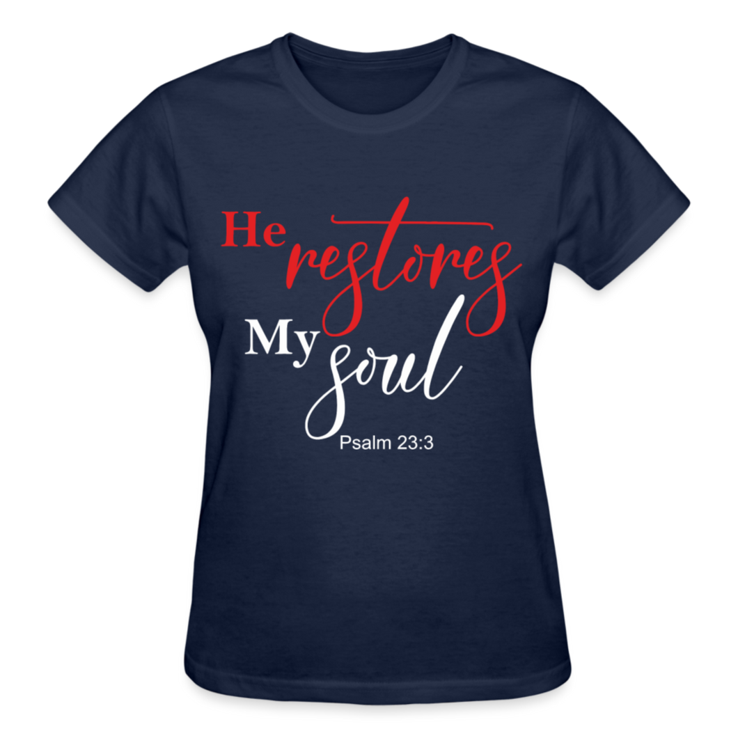 HE RESTORES MY SOUL T-SHIRT - navy