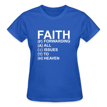 Load image into Gallery viewer, FAITH FORWARDING ALL ISSUES TO HEAVEN T-SHIRT - royal blue
