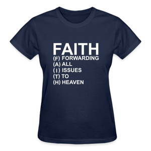 FAITH FORWARDING ALL ISSUES TO HEAVEN T-SHIRT - navy