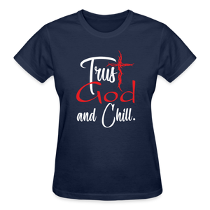 TRUST GOD AND CHILL T-SHIRT - navy